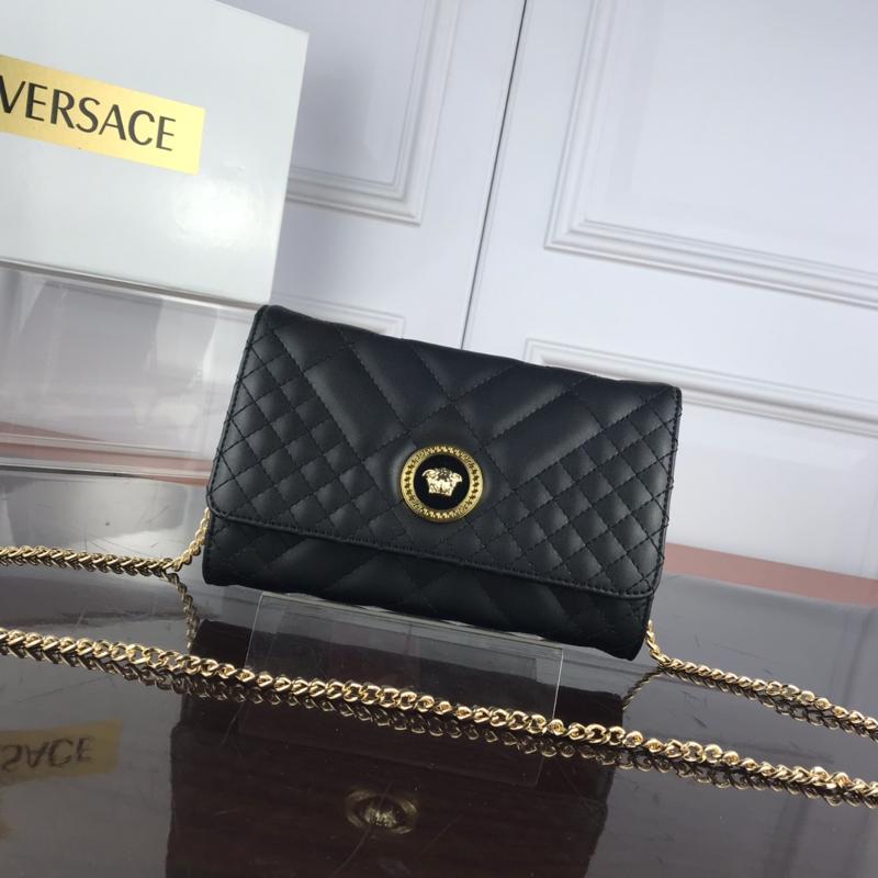Versace Chain Handbags DBFG909 full leather embroidered black